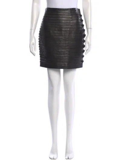 Pre-owned Versace Lambskin Mini Skirt W/ Tags In Black