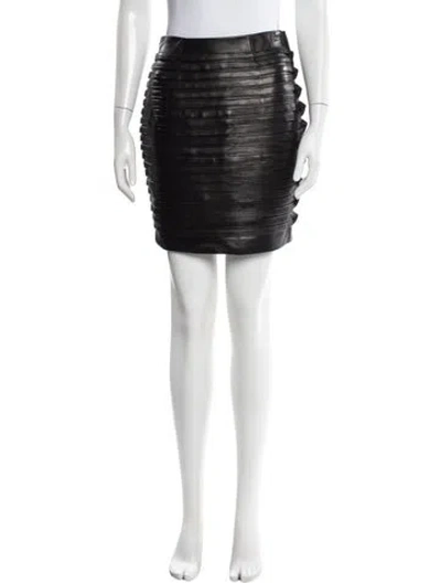 Pre-owned Versace Lambskin Mini Skirt W/ Tags In Black