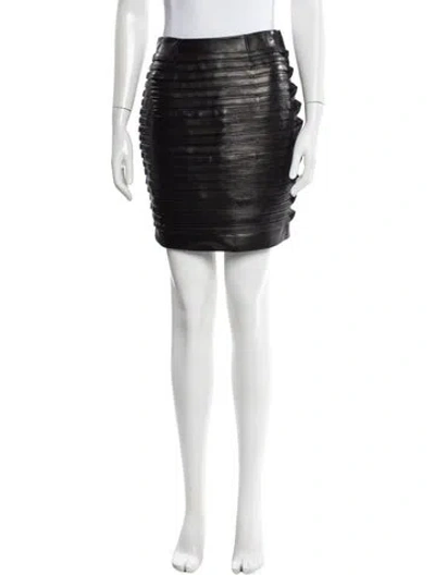 Pre-owned Versace Lambskin Mini Skirt W/ Tags In Black