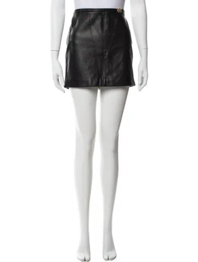 Pre-owned Versace Lambskin Mini Skirt W/ Tags In Black