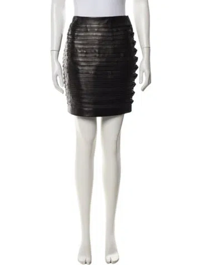 Pre-owned Versace Lambskin Mini Skirt W/ Tags In Black