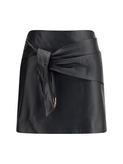 Versace Lambskin Miniskirt In Black