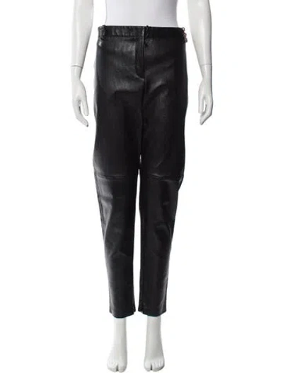 Pre-owned Versace Lambskin Skinny Leg Pants In Black