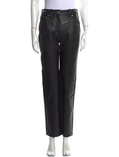 Pre-owned Versace Lambskin Straight Leg Pants In Black