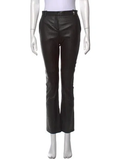 Pre-owned Versace Lambskin Straight Leg Pants In Black