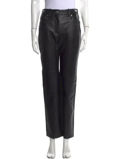 Pre-owned Versace Lambskin Straight Leg Pants W/ Tags In Black