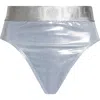 Versace Laminated Bikini Bottoms In Silver