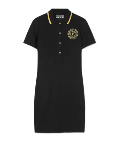 Versace Lapel Short-sleeved Dress In Black