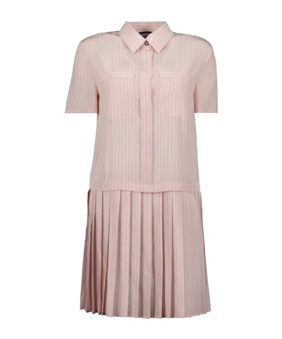Versace Lapel Short-sleeved Dress In Nude