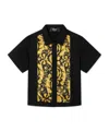 Versace Barocco Paneled Kids Shirt In Black