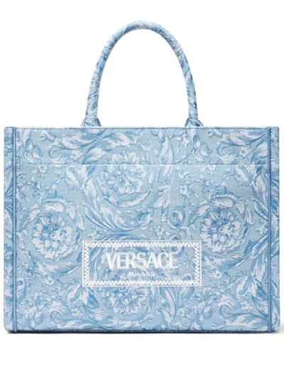 Versace Large 'athena' Bag In Bianco E Celeste