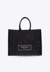 Versace Large Athena Barocco Tote Bag In Black