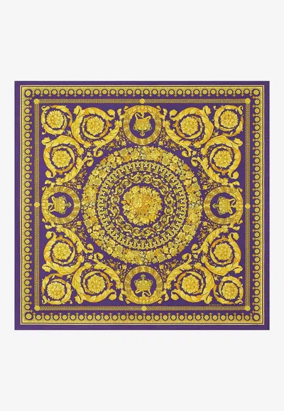 Versace Large Barocco Print Silk Scarf In Multicolor