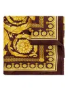 Versace Large Barocco Printed Silk Scarf In Brown