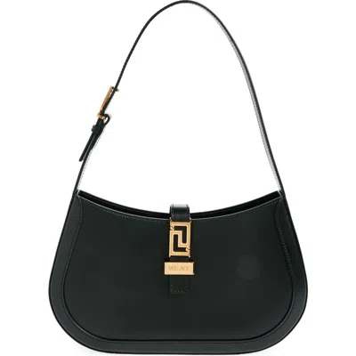 Versace Greca Goddess Leather Shoulder Bag In Black
