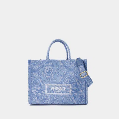 Versace Large Jacquard Shopper Bag -  - Canvas - Blue