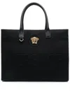 Versace Large La Medusa Canvas Tote Bag In Black