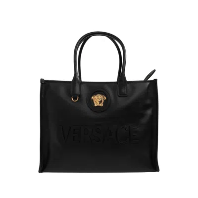 Versace Large La Medusa Tote Bag In Black