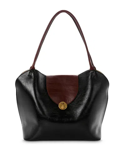 Versace Large Leather Shoulder Bag In Black