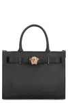 Versace Large Leather Tote Bag In Black
