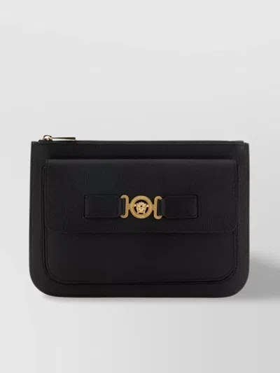 Versace Large Medusa Rectangular Clutch Bag In Gray