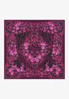 Versace Large Orchid Barocco Print Silk Scarf In Multicolor
