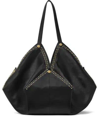 Versace Protea Embellished Large Shoulder Bag In Black