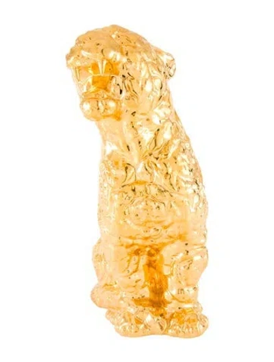 Pre-owned Versace Large Rokko Cheetah Figurine In Gold