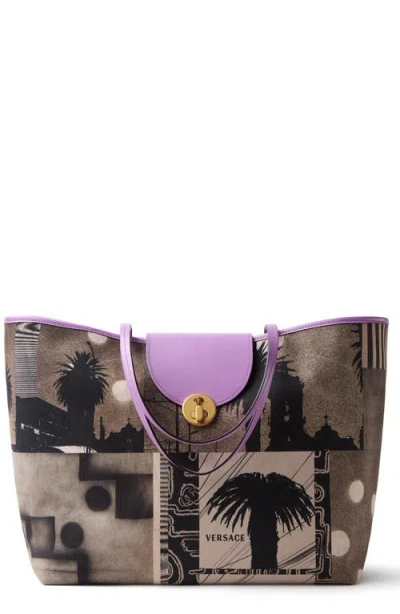 Versace Vivian Printed Large Canvas Tote In Multi