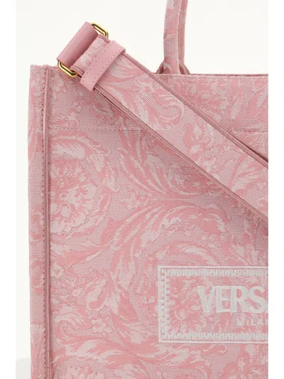 Versace Large Tote In Pale Pink-english Rose-ve