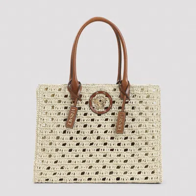 Versace Natural Medusa Tote In Brown