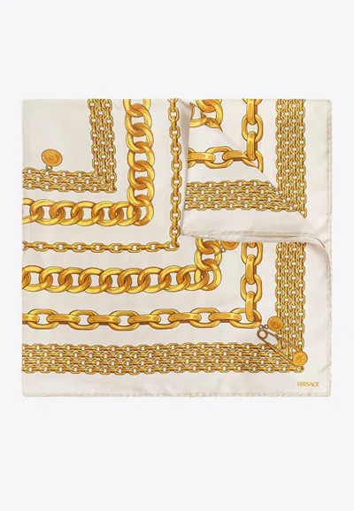 Versace Large Treasure Silk Scarf In Multicolor