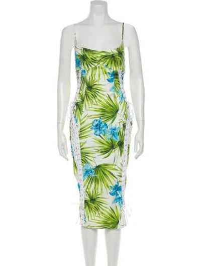 Pre-owned Versace Late 2000's - Early 2010's Midi Length Dress In Multi