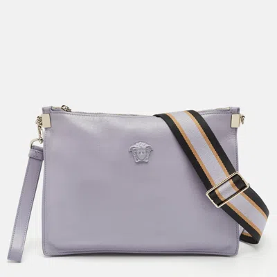 Pre-owned Versace Lavender Leather Medusa Shoulder Bag In Purple