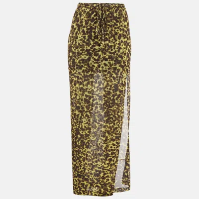 Pre-owned Versace Le Bonitas Yellow Leopard Print Mesh Cover-up Set L