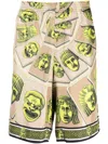 Versace Masks Knee Length Graphic Print Shorts In Grün