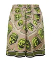 Versace Masks Knee Length Graphic Print Shorts In Nude