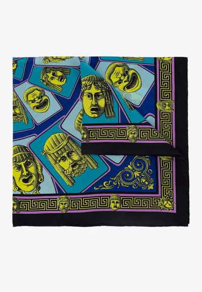 Versace Le Maschere Printed Shawl In Multicolor
