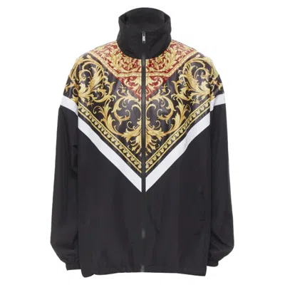Versace Le Pop Classique Black Red Barocco Print Nylon Track Jacket