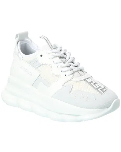 Versace Leather & Mesh Sneaker In White