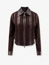 Versace Greca-embossed Leather And Suede Jacket In Brown