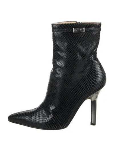 Pre-owned Versace Leather Animal Print Boots In Blue
