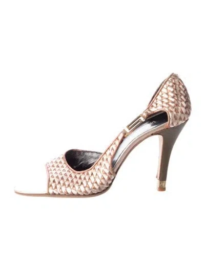 Pre-owned Versace Leather Animal Print D'orsay Pumps