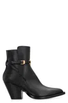 Versace Leather Ankle Boots In Black