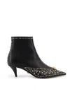 Versace Studded Leather Ankle Boots With Kitten Heel In Animal Print