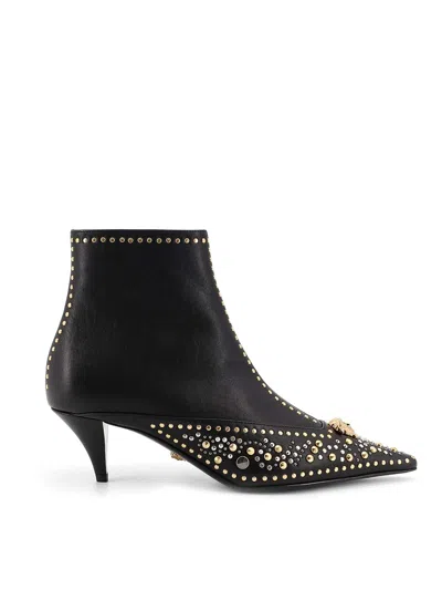 VERSACE LEATHER ANKLE BOOTS