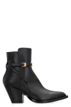 Versace Leather Ankle Boots In Black