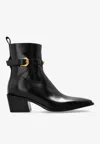 Versace V Leather Chelsea Boots In Black