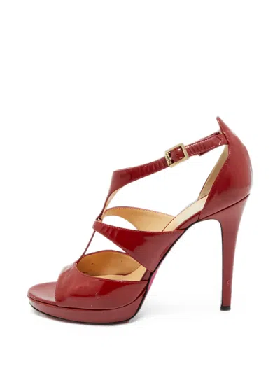 Pre-owned Versace Leather Ankle-strap Sandals In Red