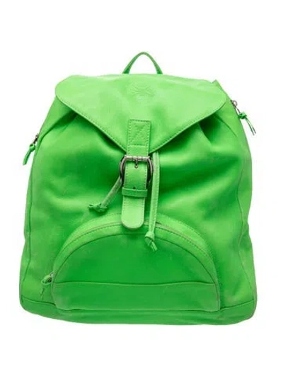 Pre-owned Versace Leather Backpack In Green